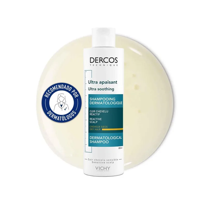 VICHY ▫️ Champô Ultracalmante, Alivia o couro cabeludo sensível, Nutre e repara, Anti-irritação, Sem silicones, Para cabelo normal a seco, Dercos Technique, 200 ml