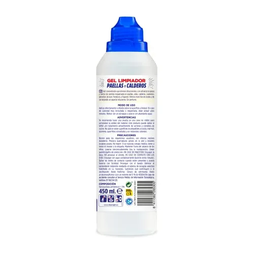 Asevi ▫️ Produto de Limpeza para Paellas e Caldeirões - Gel Desengordurante - Limpa, Remove Resíduos e Dá Brilho - Ideal para Paellas e Panelas - Máxima Eficácia - Elimina Manchas de Óxido e Calcário - Sem Perfume - Embalagem de 450 ml 6