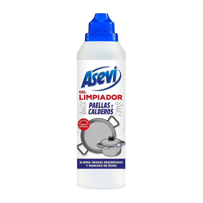 Asevi ▫️ Produto de Limpeza para Paellas e Caldeirões - Gel Desengordurante - Limpa, Remove Resíduos e Dá Brilho - Ideal para Paellas e Panelas - Máxima Eficácia - Elimina Manchas de Óxido e Calcário - Sem Perfume - Embalagem de 450 ml