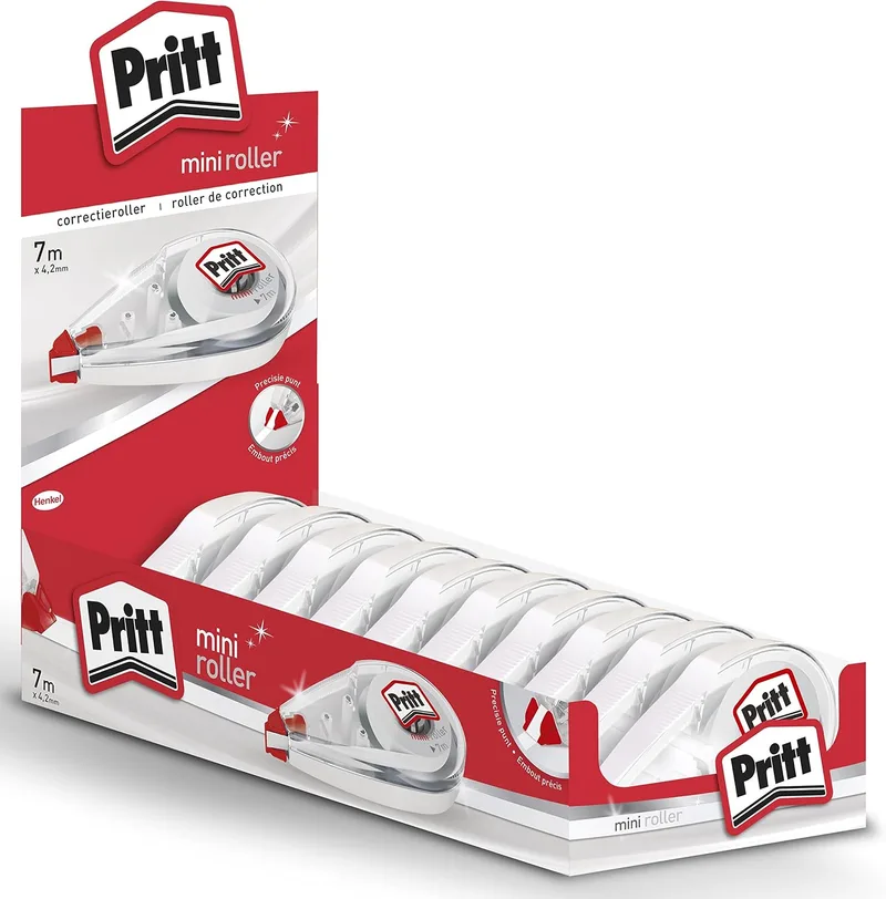 Pritt ▫️ Compact Corrector Mini Roller, pequeno, prático e limpo, 10 unidades, 4,2 mm x 7 m