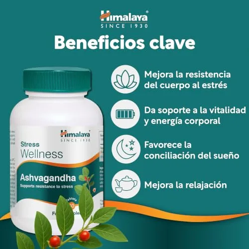 Himalaya ▫️ Stress Wellness Extrato de Raiz de Ashwagandha 500 mg, 60 Comprimidos (30 Dias) – Suplemento alimentar adaptogénico para o stress, energia e relaxamento – Fórmula à base de ervas ayurvédicas, vegan 4