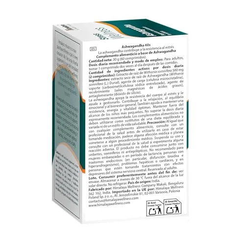 Himalaya ▫️ Stress Wellness Extrato de Raiz de Ashwagandha 500 mg, 60 Comprimidos (30 Dias) – Suplemento alimentar adaptogénico para o stress, energia e relaxamento – Fórmula à base de ervas ayurvédicas, vegan 5