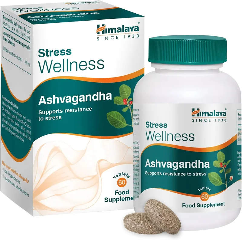 Himalaya ▫️ Stress Wellness Extrato de Raiz de Ashwagandha 500 mg, 60 Comprimidos (30 Dias) – Suplemento alimentar adaptogénico para o stress, energia e relaxamento – Fórmula à base de ervas ayurvédicas, vegan