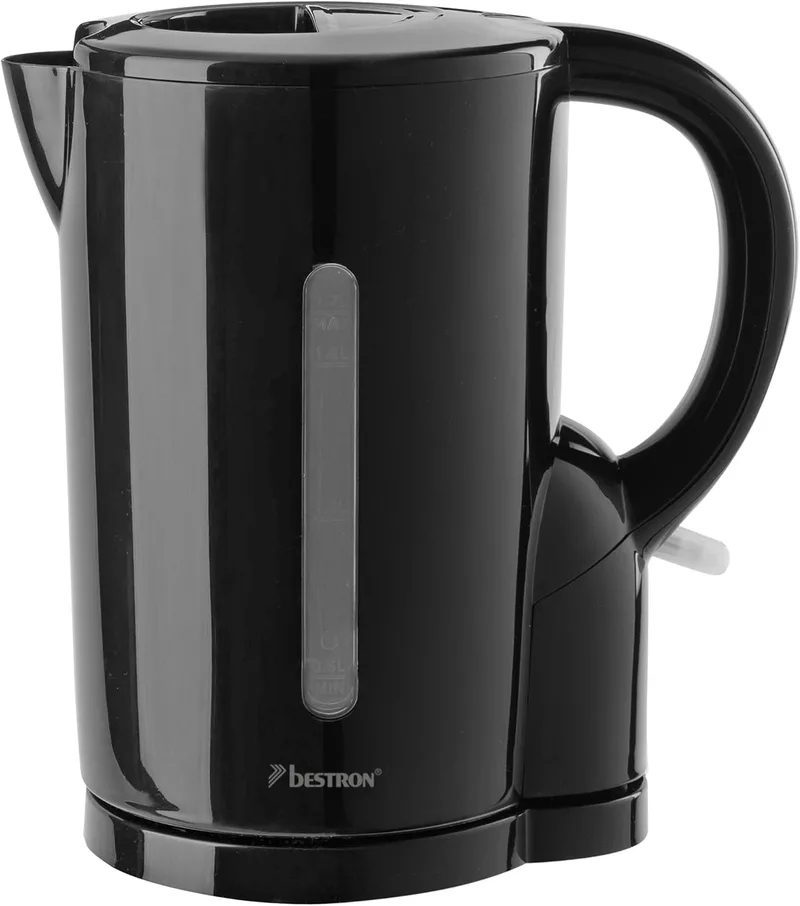 Bestron ▫️ Chaleira de água com fecho automático, 1,7 litros, 2200 W, preto