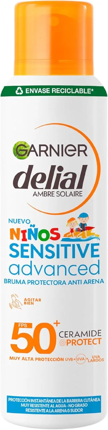 Garnier ▫️ DELIAL Protetor solar avançado anti-riscos DELIAL para crianças, pele clara e sensível, alta proteção IP50+ - 150 ml