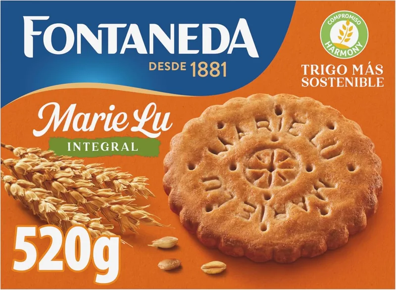 Fontaneda ▫️ MarieLu Bolachas Integrais, 65% Cereais, Fonte de Fibra, 520 g