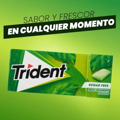 Trident ▫️ Pastilhas de Chiclete com Sabor a Hortelã, Sem Açúcar, Embalagem Multipack 4x14 g 3