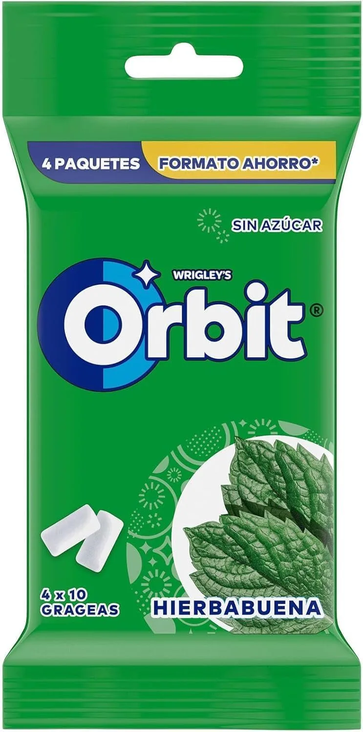 Orbit ▫️ Sugar Free Peppermint Chewing Gum, 4 X 10 Pack, 56 Gramas, 4 Unidades