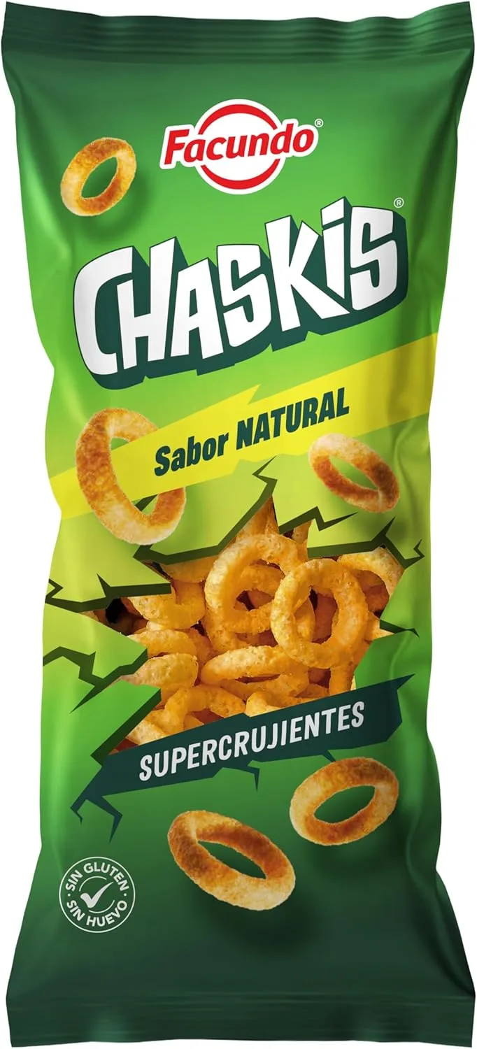 Facundo ▫️ Corn Chaskis : Snack crocante e delicioso : Anéis de milho clássicos : Sabor natural : 100g : Snack leve e divertido : Para partilhar e desfrutar a qualquer momento