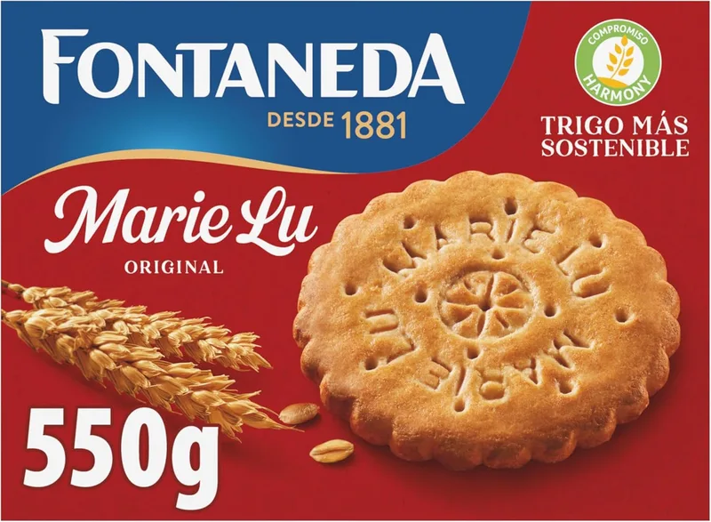 Fontaneda ▫️ MarieLu Bolachas Originais, 60% de cereais, uma deliciosa fonte de fibra, 550 g | Bolachas MarieLu elaboradas com cereais e ricas em fibra, ideais para o pequeno-almoço, lanches e receitas caseiras