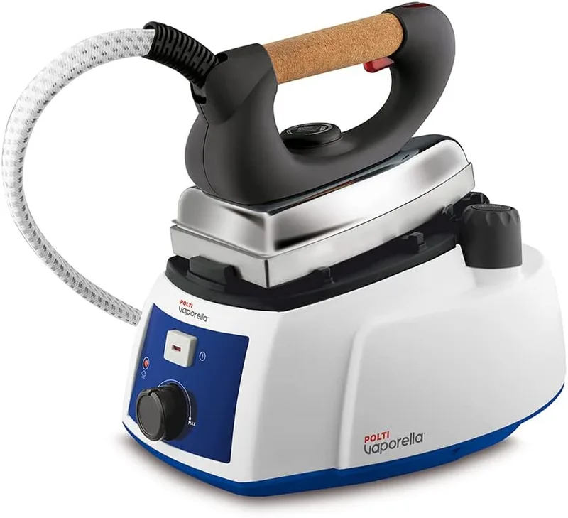 Polti ▫️ Vaporella 515 Pro, ferro a vapor com caldeira, tampa de segurança, pressão máxima da caldeira 3,5 bar, capacidade 0,9 L, regulação do vapor, branco e azul