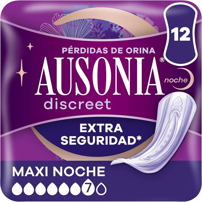 Procter & Gamble ▫️ Ausonia Discreet Plus Maxi Night, pensos para perdas de urina, para bexigas hiperactivas X12