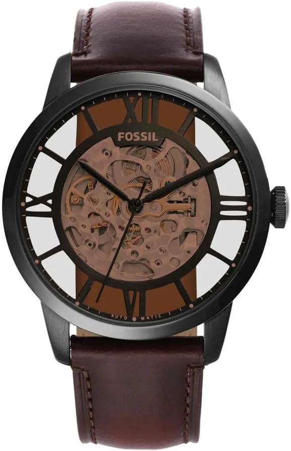 Relógio Fossil Townsman para homem, movimento automático de três ponteiros com bracelete em aço ou pele