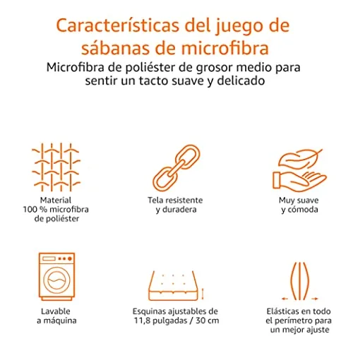 Amazon Basics ▫️ Lençol de baixo ajustável 150 x 200 x 30 cm, em microfibra de poliéster, branco 3