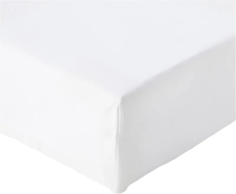 Amazon Basics ▫️ Lençol de baixo ajustável 150 x 200 x 30 cm, em microfibra de poliéster, branco