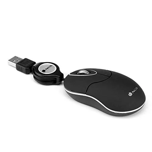 NGS ▫️ SIN BLACK - Rato ótico de 1000 dpi com cabo USB retrátil, rato para computador ou portátil com 2 botões, ambidestro 4