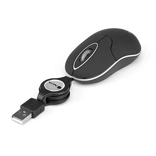 NGS ▫️ SIN BLACK - Rato ótico de 1000 dpi com cabo USB retrátil, rato para computador ou portátil com 2 botões, ambidestro 5