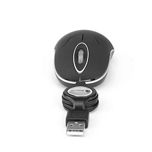 NGS ▫️ SIN BLACK - Rato ótico de 1000 dpi com cabo USB retrátil, rato para computador ou portátil com 2 botões, ambidestro 6