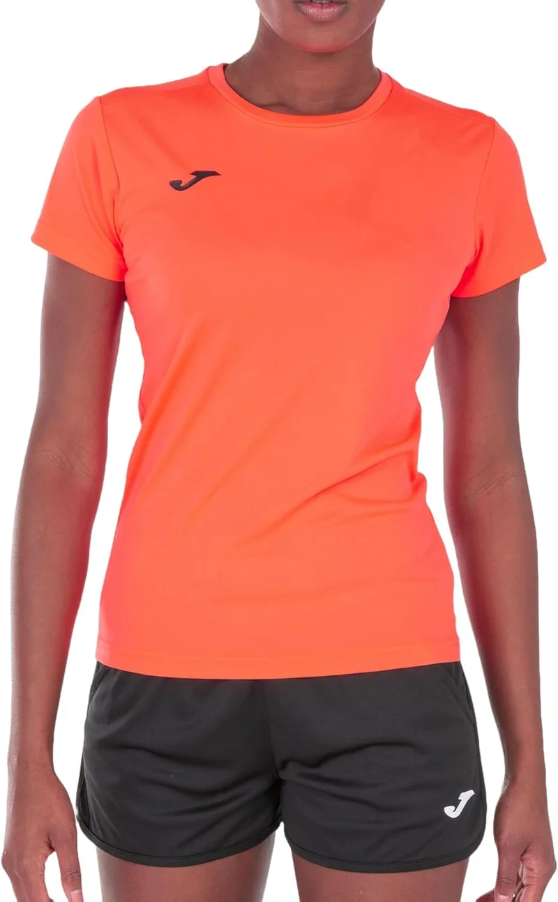 Joma ▫️ T-shirt desportiva de manga curta para mulher, 6XS - 3XL - Mantém o contacto com o corpo seco, ideal para corrida ou ginásio - Combi