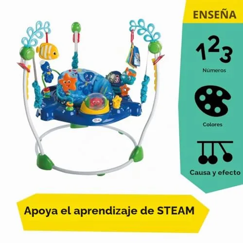 Baby Einstein ▫️ Saltador e Centro de Atividades Neptune's Ocean Discovery, 15 brinquedos e atividades adicionais, 3 idiomas, andador com música e luzes, assento que gira 360°, a partir dos 6 meses 3
