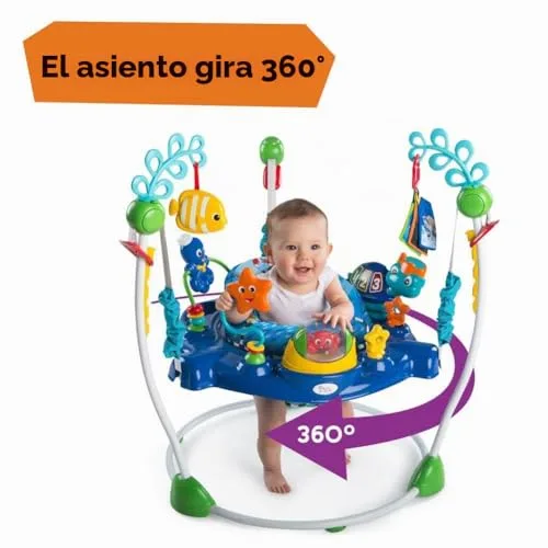 Baby Einstein ▫️ Saltador e Centro de Atividades Neptune's Ocean Discovery, 15 brinquedos e atividades adicionais, 3 idiomas, andador com música e luzes, assento que gira 360°, a partir dos 6 meses 4
