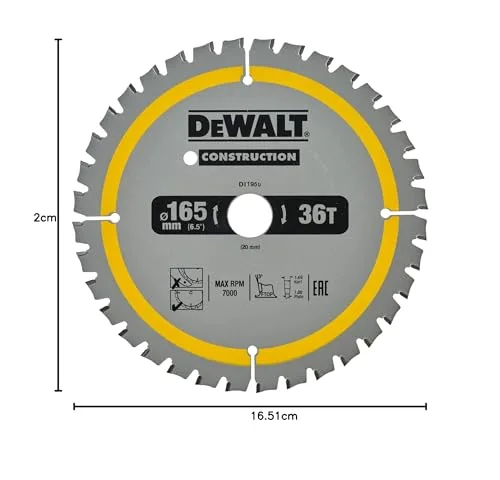 DEWALT ▫️ DT1950 serra circular a bateria, lâmina 165/20 mm, 40 WZ (1 unidade) 5