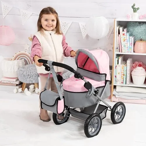 Bayer Design ▫️ 13008Aa, Carrinho de bebé, Carrinho de bonecas Trendy, Dobrável, Cinzento, Rosa, Colorido 2