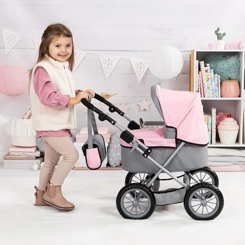 Bayer Design ▫️ 13008Aa, Carrinho de bebé, Carrinho de bonecas Trendy, Dobrável, Cinzento, Rosa, Colorido 3
