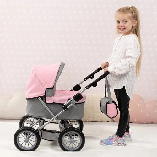 Bayer Design ▫️ 13008Aa, Carrinho de bebé, Carrinho de bonecas Trendy, Dobrável, Cinzento, Rosa, Colorido 5