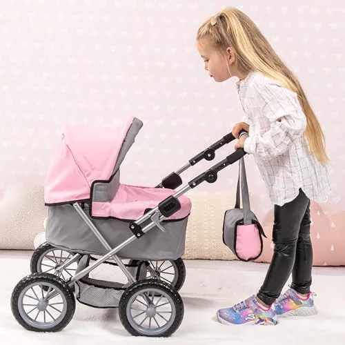 Bayer Design ▫️ 13008Aa, Carrinho de bebé, Carrinho de bonecas Trendy, Dobrável, Cinzento, Rosa, Colorido 6