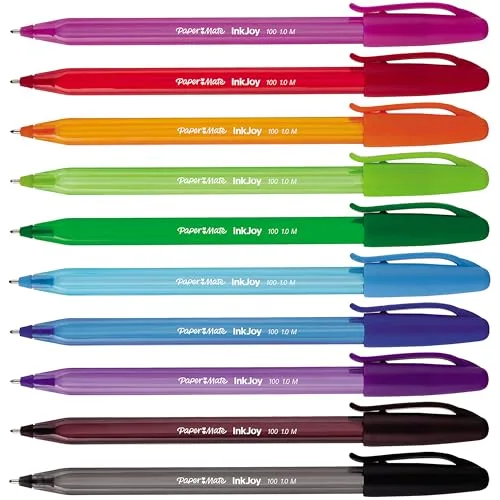 Paper Mate ▫️ Canetas InkJoy 100ST | ponta média (1,0 mm) | cores alegres e variadas | embalagem de 10 3