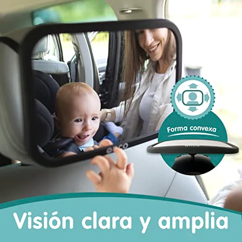 Onco ▫️ Espelho para o banco traseiro do carro do bebé - Inquebrável e com visão de 360° 3