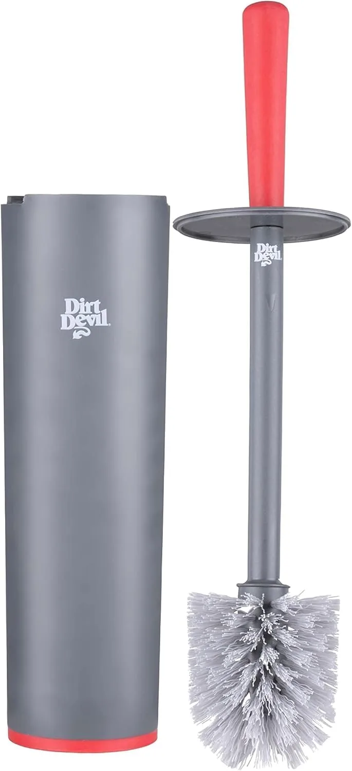 Dirt Devil ▫️ Escova de sanita com suporte cinzenta e vermelha, normal