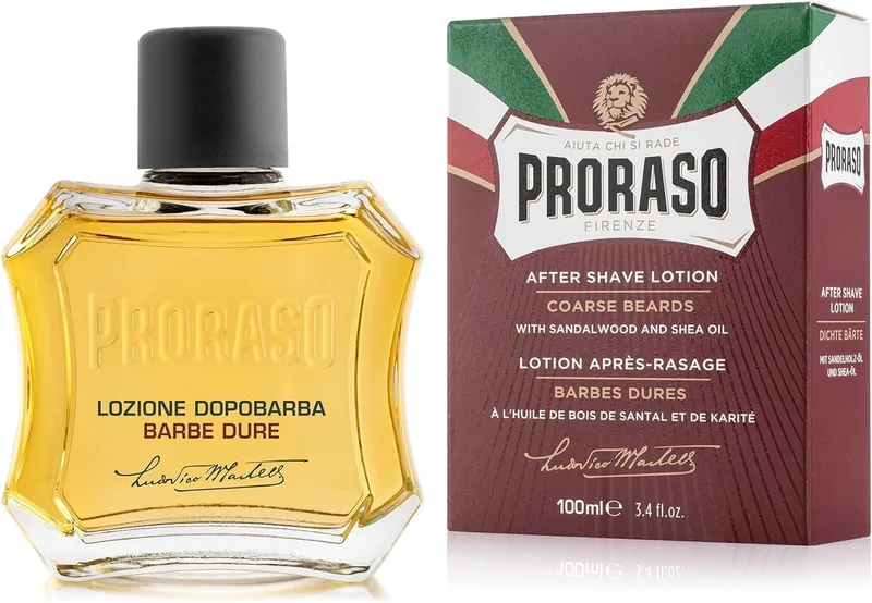 Proraso ▫️ After Shave Nutritivo, com sândalo e karité, 100 ml | Acalma e hidrata a pele, sem parabenos nem silicones, testado dermatologicamente, fabricado em Itália