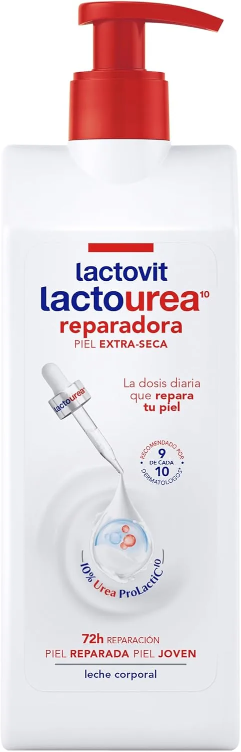 Lactovit ▫️ Lactourea Leite corporal reparador com proteína de cálcio, para peles secas e extra-secas - 400 ml