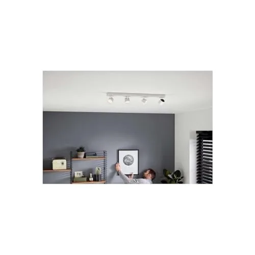 Philips ▫️ myLiving Star - Barra de teto com quatro focos, consumo de 4,5 W, luz branca quente, regulável 3