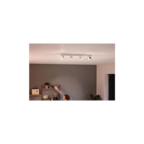 Philips ▫️ myLiving Star - Barra de teto com quatro focos, consumo de 4,5 W, luz branca quente, regulável 4