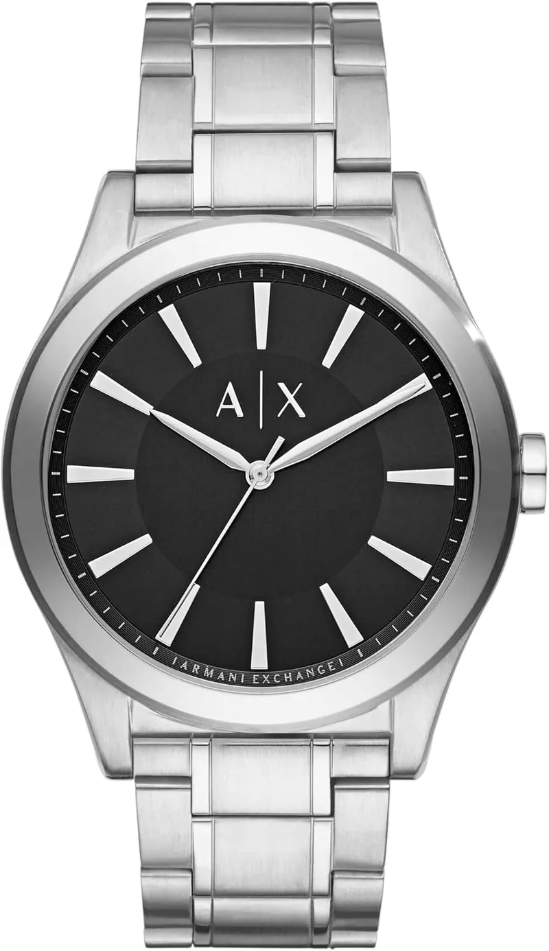 Armani Exchange ▫️ Relógios para homem, movimento de quartzo com três funções e data, e caixa de 44 mm com bracelete em aço