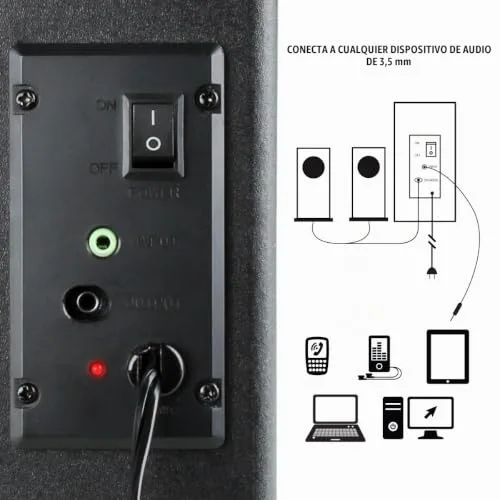 GOgroove ▫️ BassPULSE 2.1 Altifalantes para jogos de PC com luzes LED e subwoofer ativo - Sistema de altifalantes para jogos em computadores de secretária, portáteis, PC de 40 watts, graves potentes - Azul 6