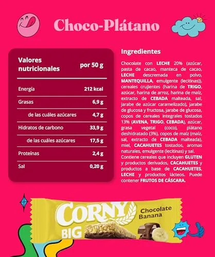 Corny ▫️ Barritas Big sem açúcares adicionados, de chocolate e banana, 24 x 50 g 4