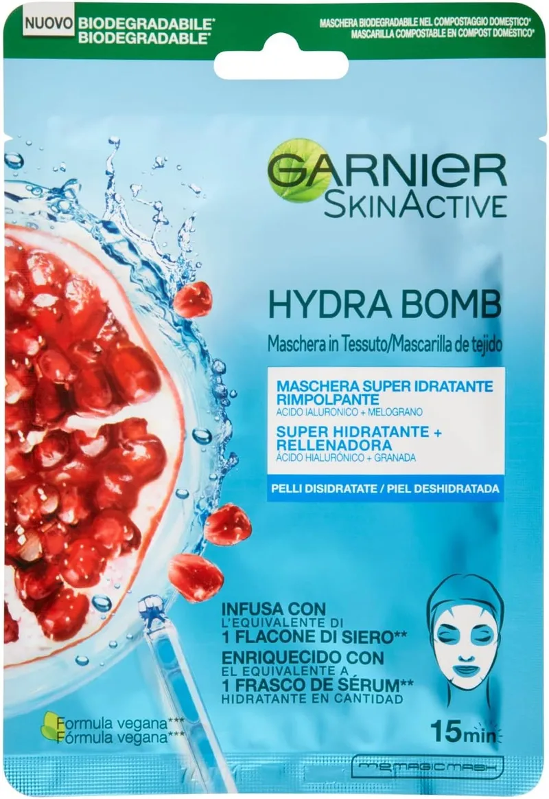 Garnier ▫️ SkinActive Máscara Facial em Tecido HydraBomb Energizante, 28 g