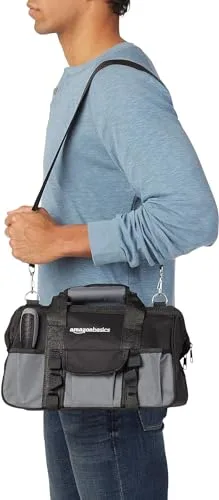 Amazon Basics ▫️ Conjunto de ferramentas básicas para reparações domésticas, 65 peças, com bolsa, prateado, preto 6