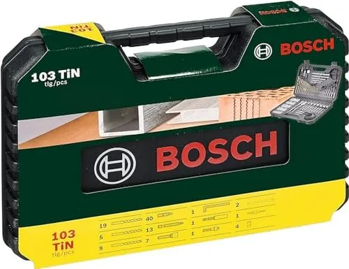 Bosch Profesional ▫️ Conjunto Bosch Professional de 103 brocas e pontas de aparafusar Titanium, para madeira, pedra e metal, acessórios para ferramentas de perfuração e aparafusamento 2