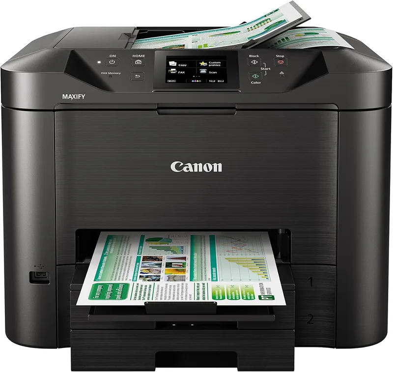 Canon ▫️ Impressora Multifuncional 4 em 1 Compacta Maxify MB5450, Sistema de Jato de Tinta, WiFi, Ecrã Táctil LCD, ADF para 50 folhas, Impressão de Alta Velocidade, Capacidade para 500 folhas, Preto