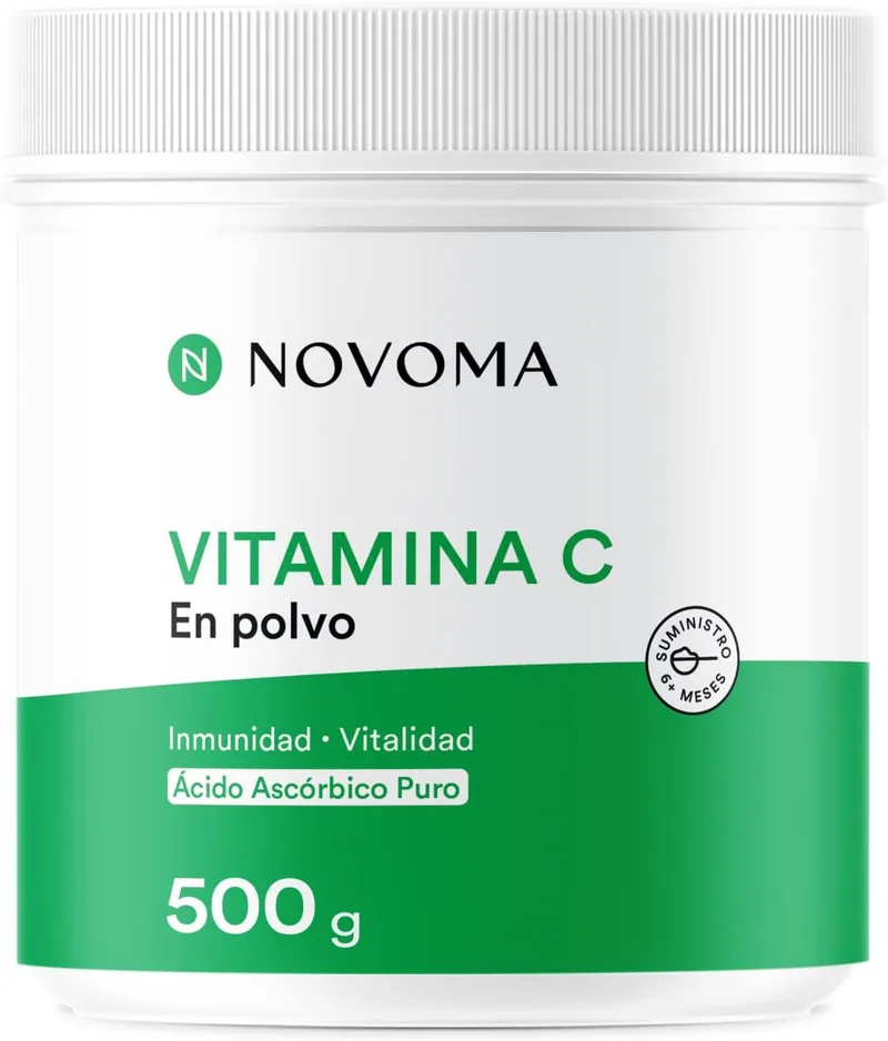 NOVOMA ▫️ Vitamina C Pura em Pó 500g | 100% Ácido L-Ascórbico | Pó Ultra Fino | Melhora o Sistema Imunitário | Embalado em França | Colher de Medida Incluída | (ex Nutrivita)