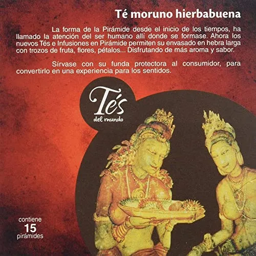 Tés del Mundo ▫️ Ship - Chá Moruno com Hortelã - Caixa de 15 pirâmides com embalagem - Favorece uma boa digestão e melhora o funcionamento do organismo - Propriedades antioxidantes 2