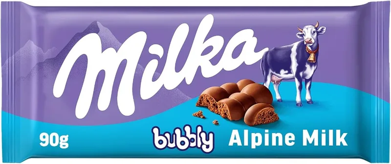 Milka ▫️ Bubbly - Tableta de Chocolate de Leite, com Bolhas, 90 g