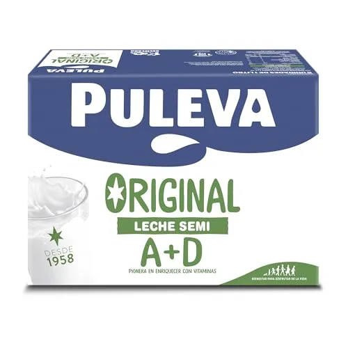 Puleva ▫️ Leite Semidesnatado Original com Vitaminas A e D, Embalagem de 6 x 1 L 2