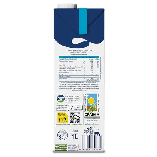 Puleva ▫️ ECO - Leite Integral Biológico - Bem-estar Animal - Embalagem UHT de 6 x 1 L 2