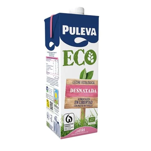 Puleva ▫️ Leite desnatado biológico, ECO, embalagem de 1 L - Caixa de 6 litros 6